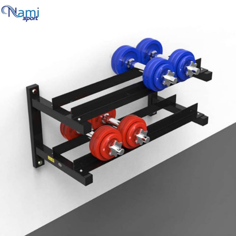 رک دمبل دیواری خانگی 2 طبقه Home wall dumbbell rack