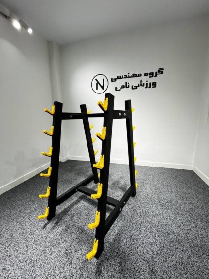 رک باربل 6 عددی قلاب رنگی مدل piece barbell rack with colored hooks NS011