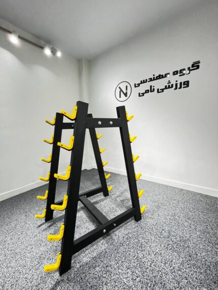 رک باربل 6 عددی قلاب رنگی مدل piece barbell rack with colored hooks NS011