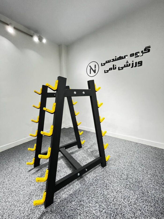 رک باربل 6 عددی قلاب رنگی مدل piece barbell rack with colored hooks NS011
