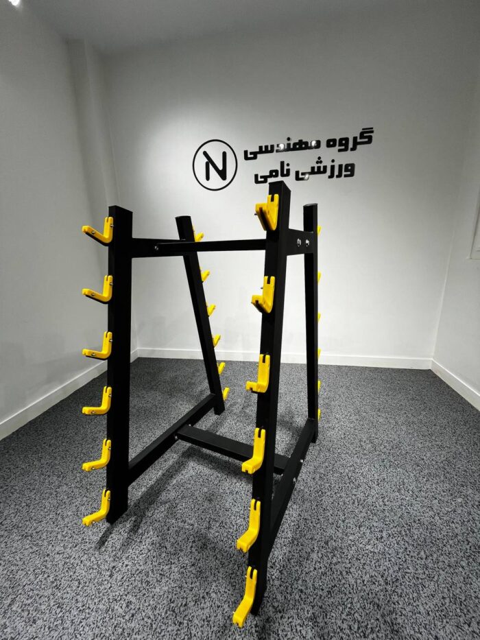 رک باربل 6 عددی قلاب رنگی مدل piece barbell rack with colored hooks NS011